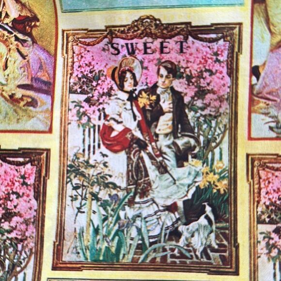 Vtg Renaar-Hollyvogue square polyester scarf with early 1900s pictures or ads - Picture 12 of 12